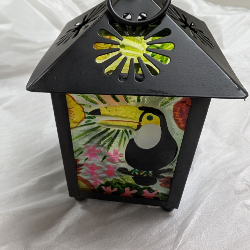 Pier 1 Black and Yellow Lantern with Tropical Accents
